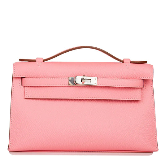 Hermès Kelly Pochette Rose Confetti Epsom Palladium Hardware