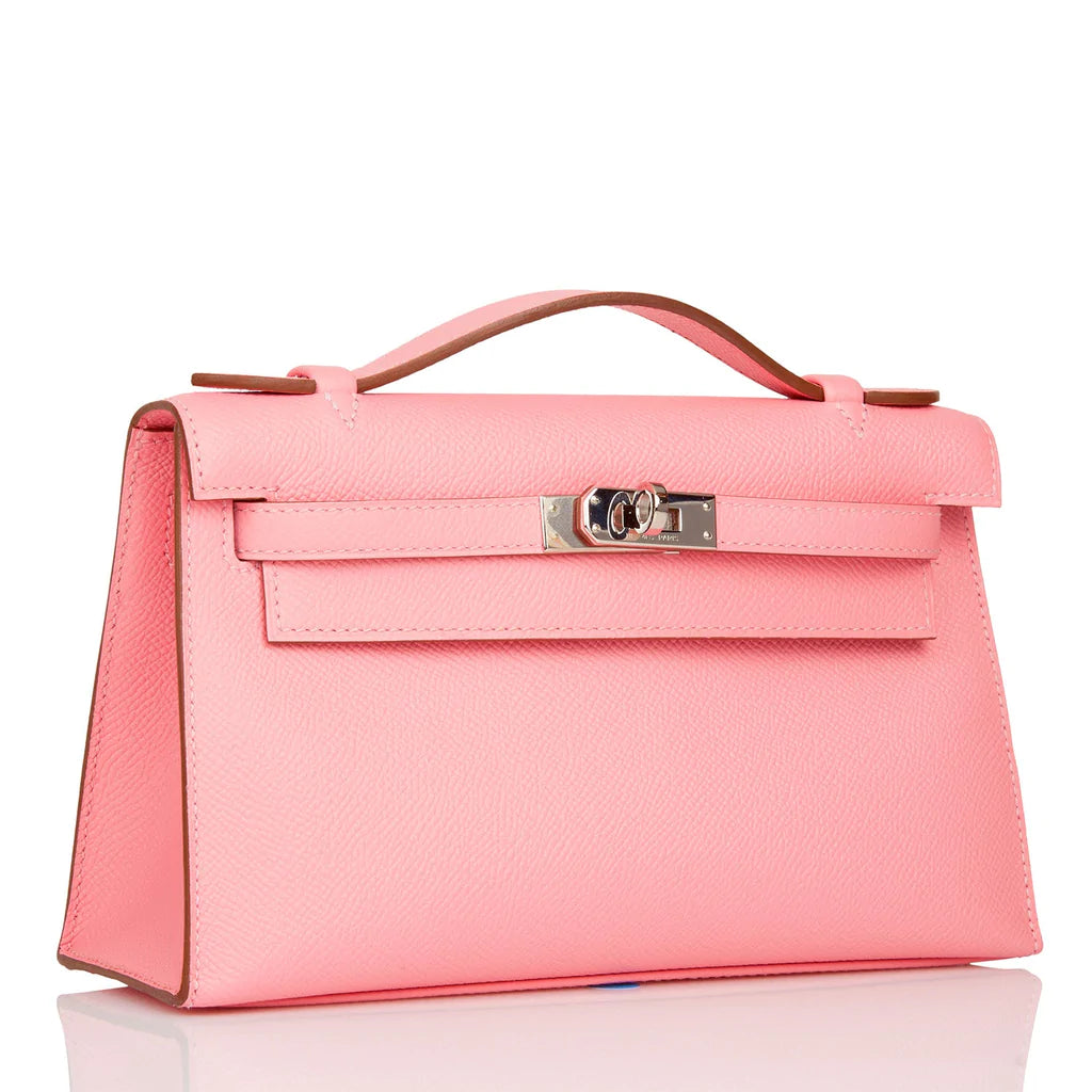 Hermès Kelly Pochette Rose Confetti Epsom Palladium Hardware