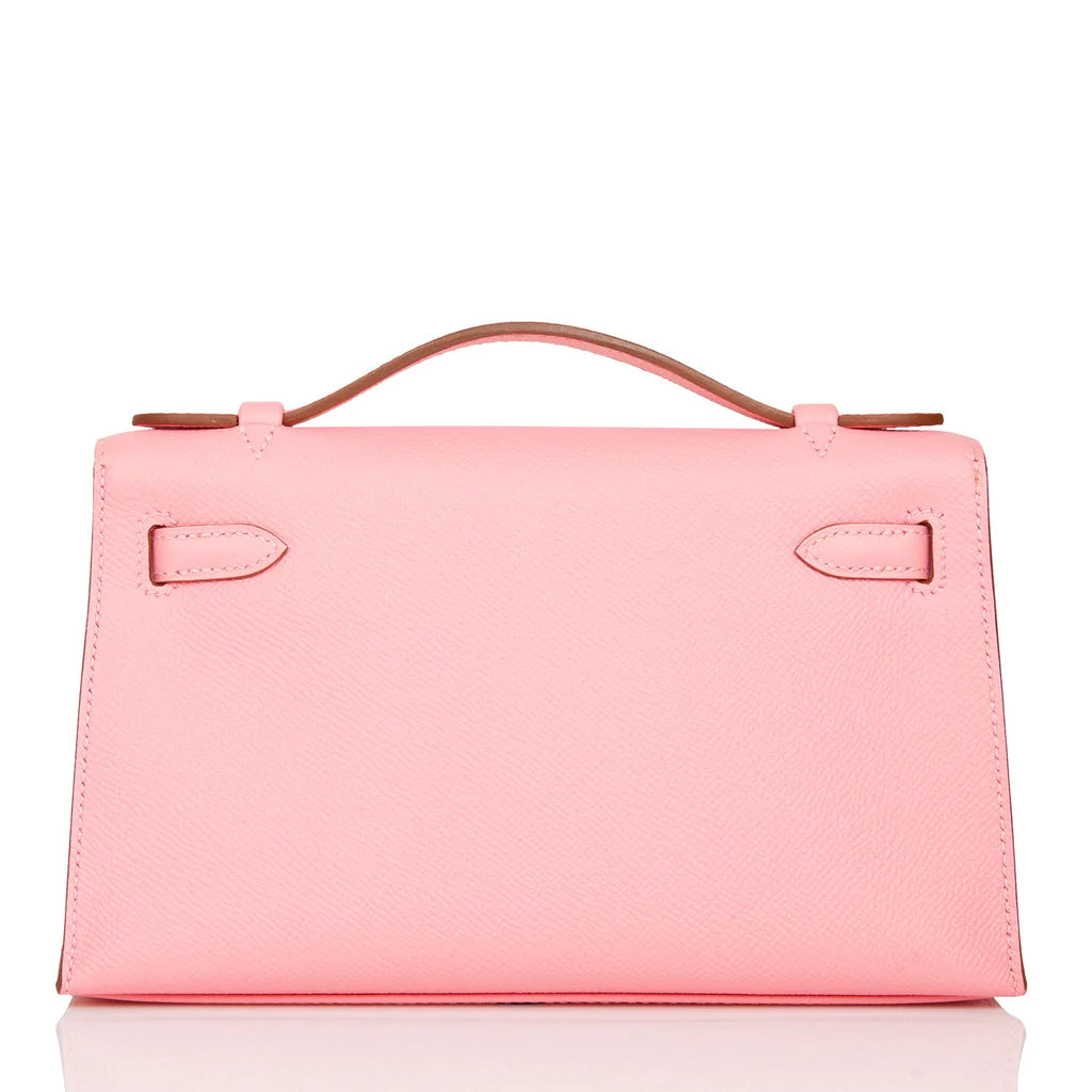 Hermès Kelly Pochette Rose Confetti Epsom Palladium Hardware