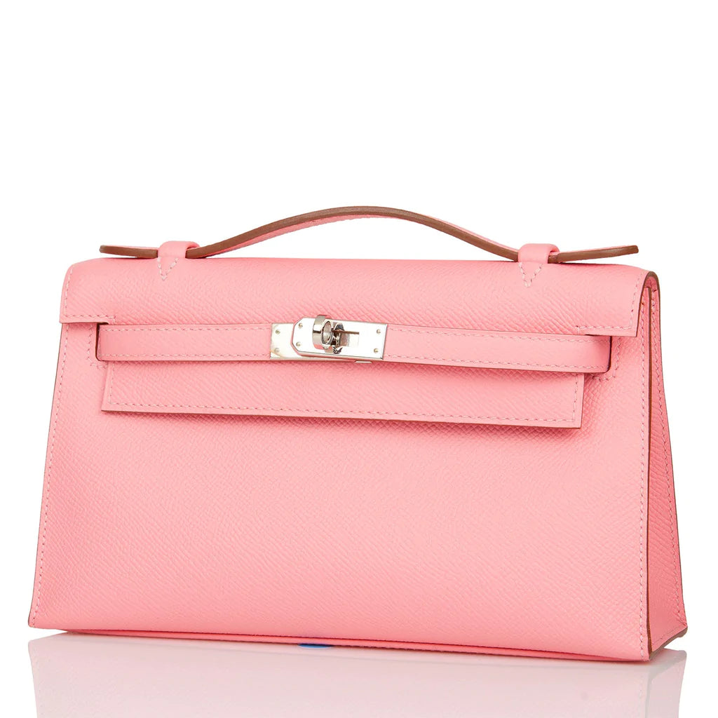 Hermès Kelly Pochette Rose Confetti Epsom Palladium Hardware