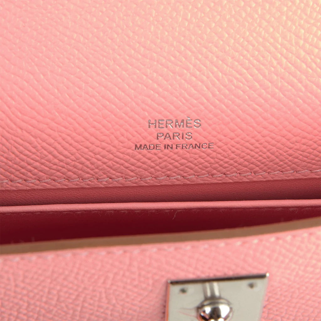 Hermès Kelly Pochette Rose Confetti Epsom Palladium Hardware