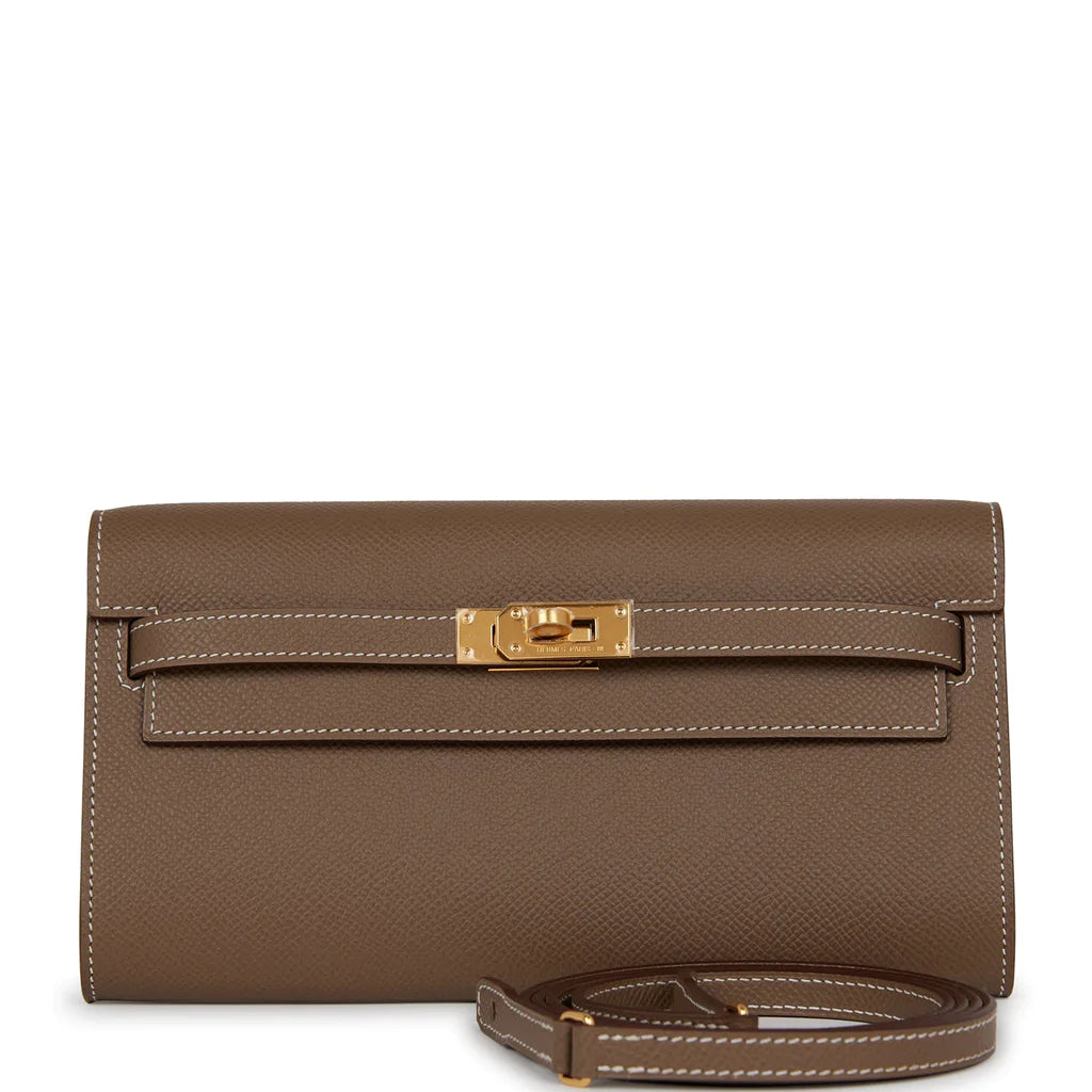 Hermès Kelly Wallet To Go Etoupe Epsom Gold Hardware