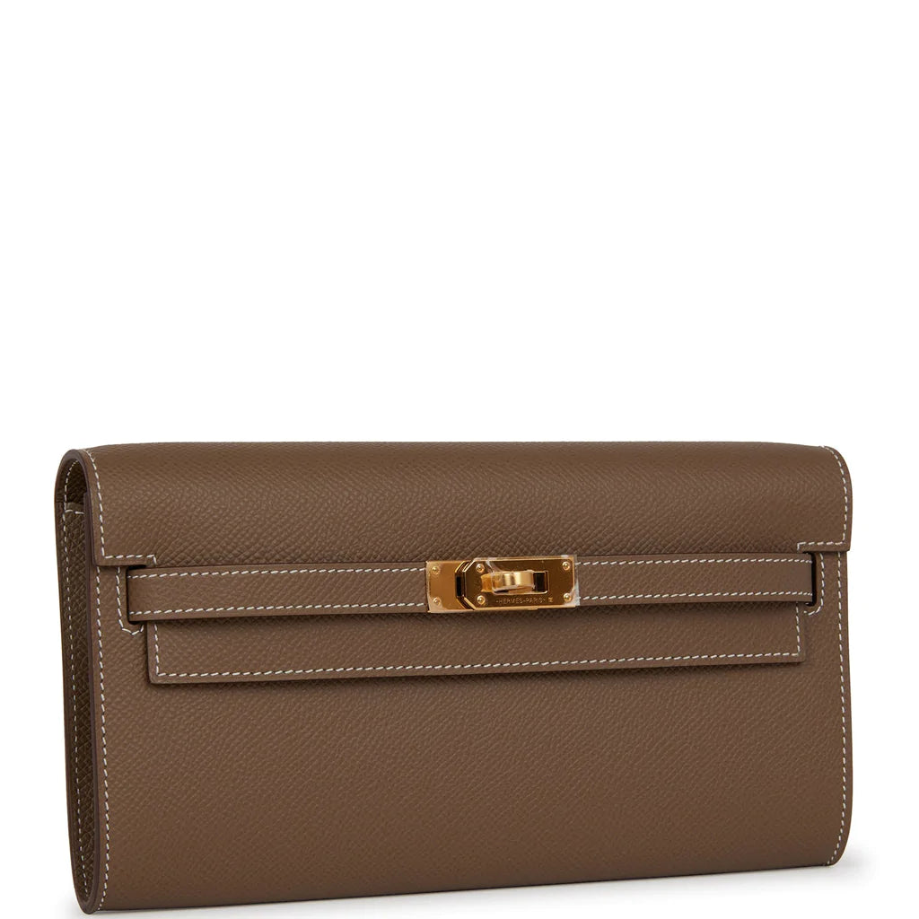 Hermès Kelly Wallet To Go Etoupe Epsom Gold Hardware