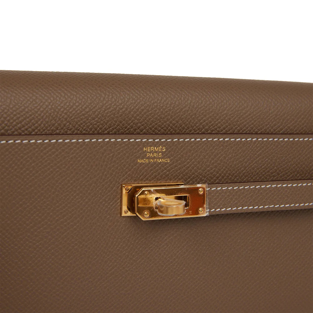 Hermès Kelly Wallet To Go Etoupe Epsom Gold Hardware