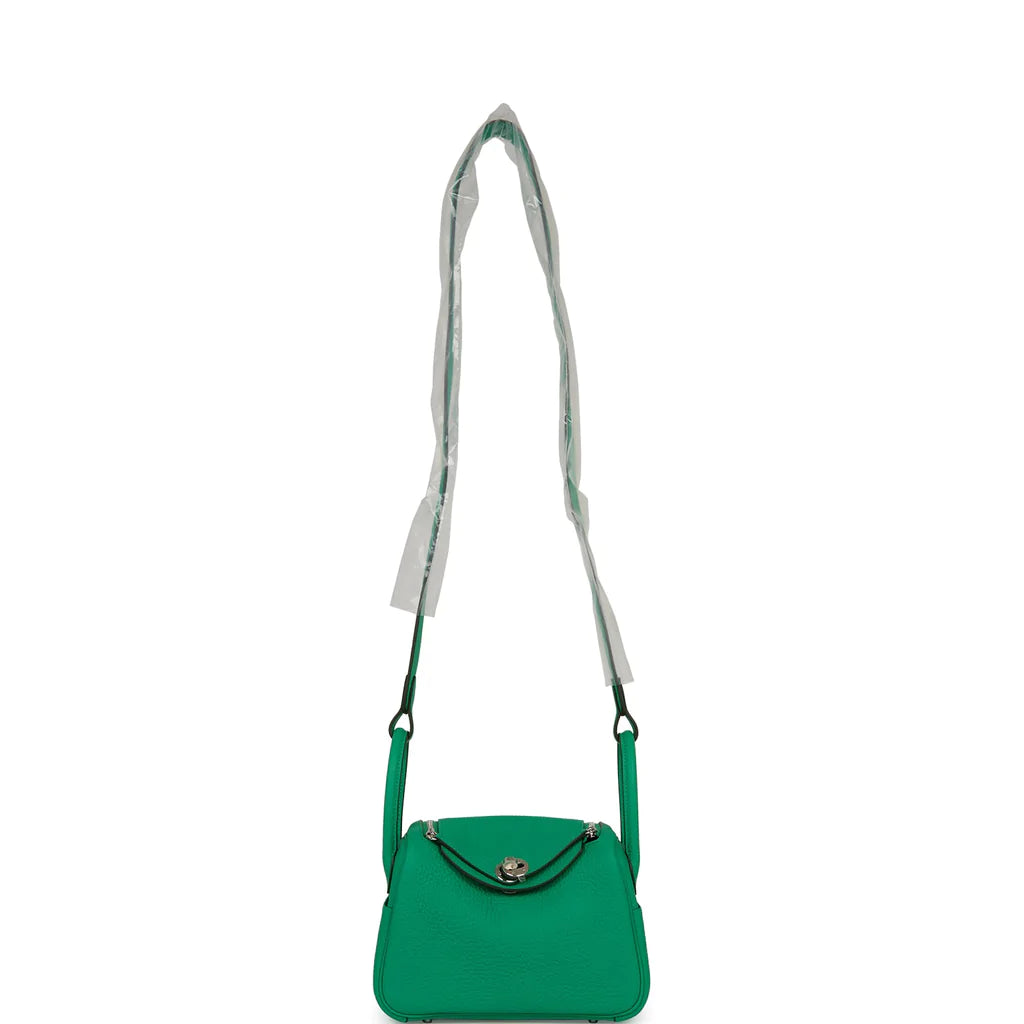 Hermès Mini Lindy Menthe Clemence Palladium Hardware