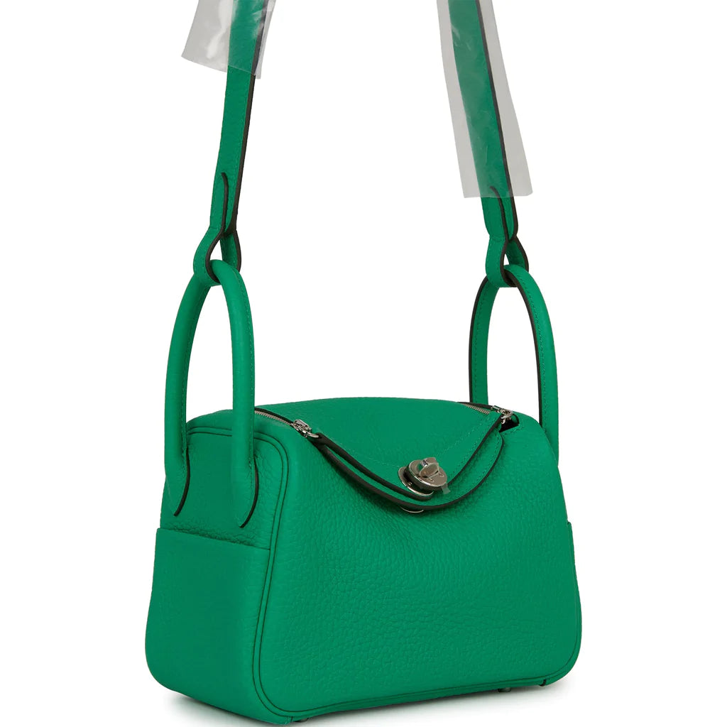 Hermès Mini Lindy Menthe Clemence Palladium Hardware