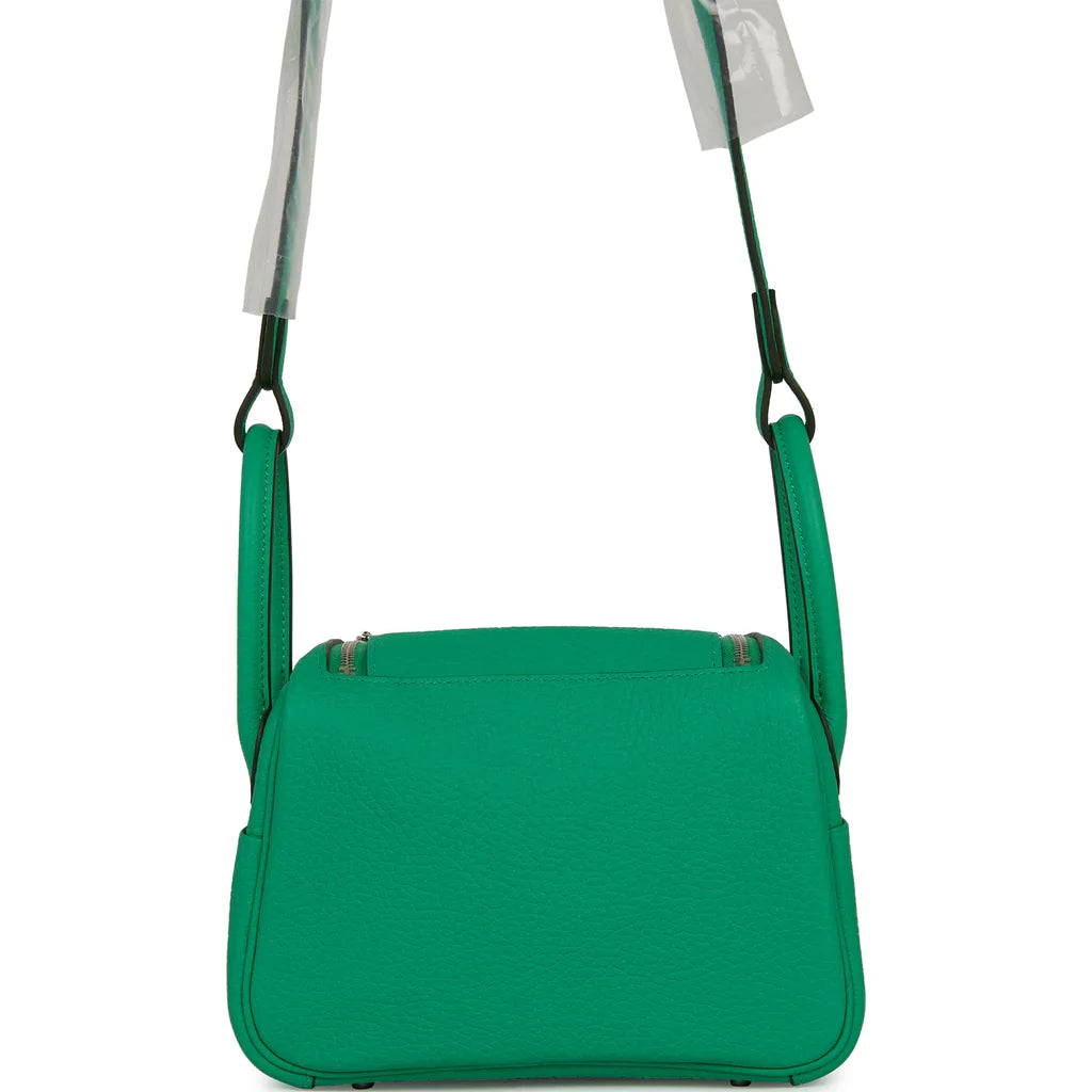 Hermès Mini Lindy Menthe Clemence Palladium Hardware