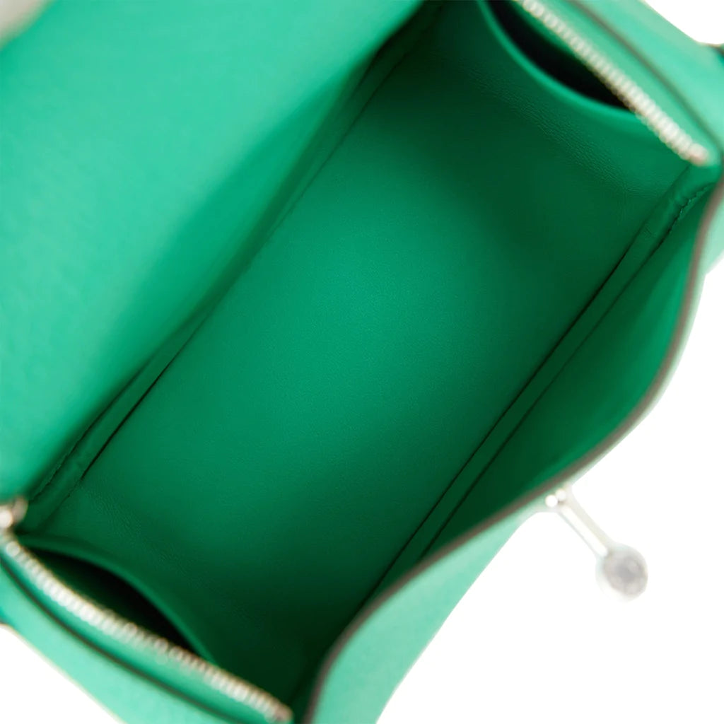 Hermès Mini Lindy Menthe Clemence Palladium Hardware