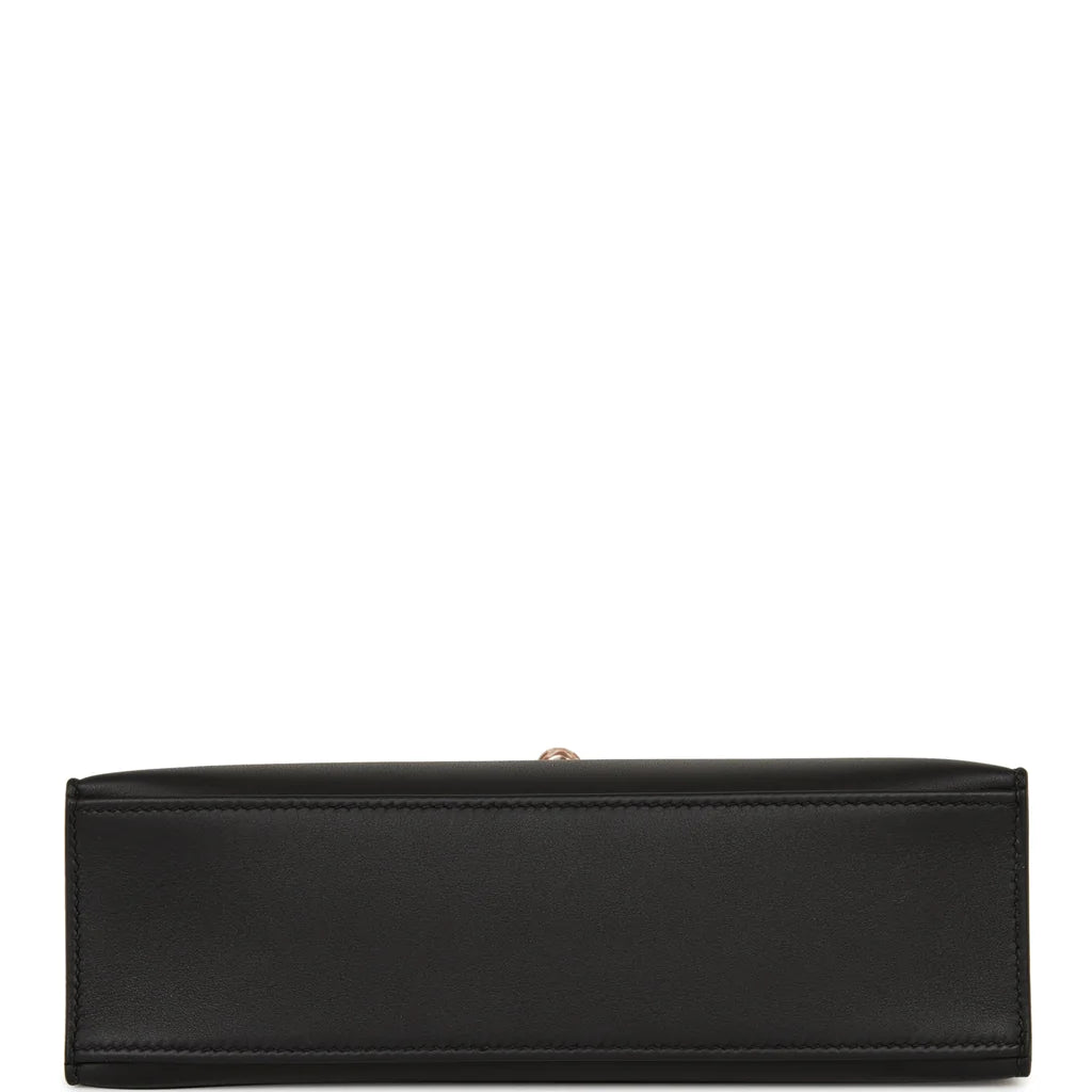 Hermès Kelly Pochette Black Swift Rose Gold Hardware