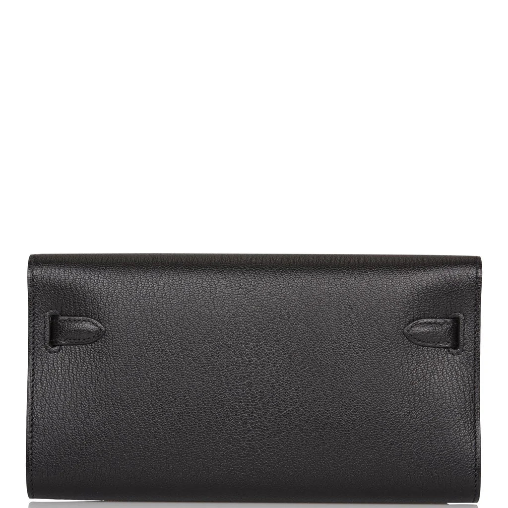 Hermès Kelly Wallet To Go Black Chevre Palladium Hardware