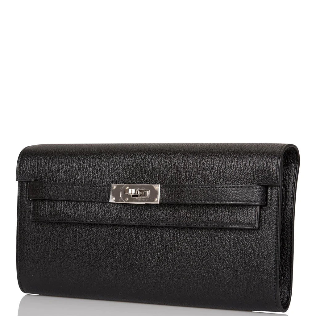 Hermès Kelly Wallet To Go Black Chevre Palladium Hardware