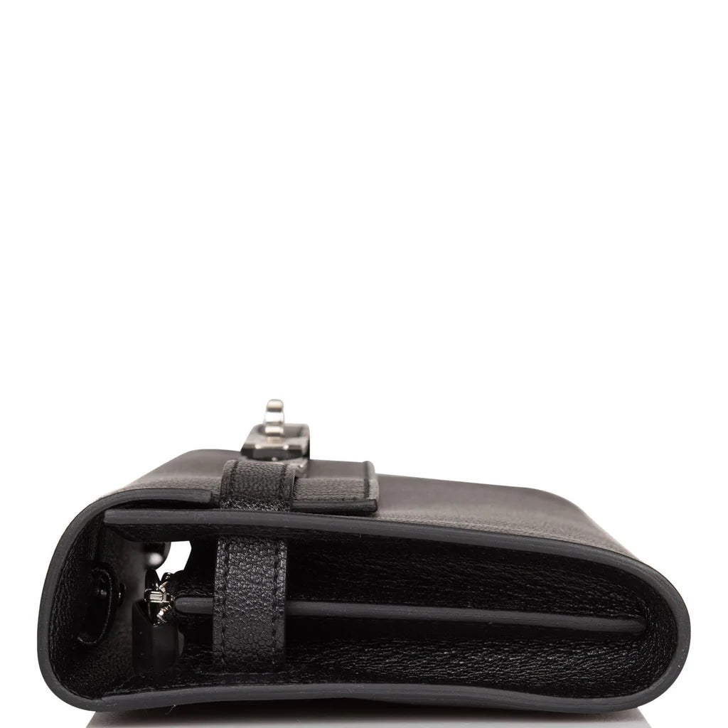 Hermès Kelly Wallet To Go Black Chevre Palladium Hardware