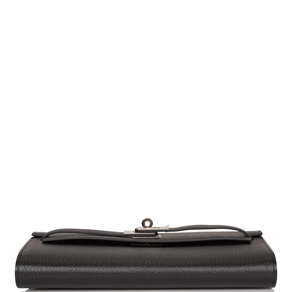 Hermès Kelly Wallet To Go Black Chevre Palladium Hardware