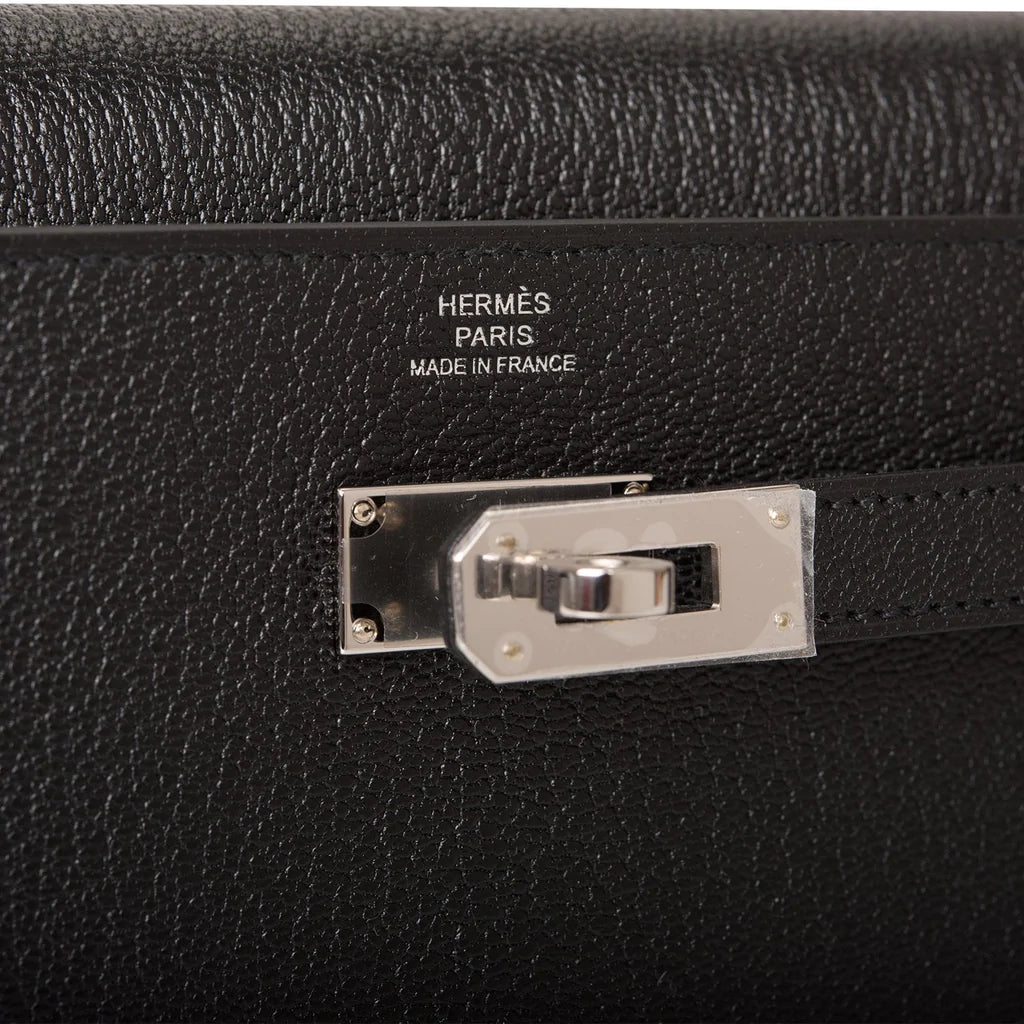 Hermès Kelly Wallet To Go Black Chevre Palladium Hardware