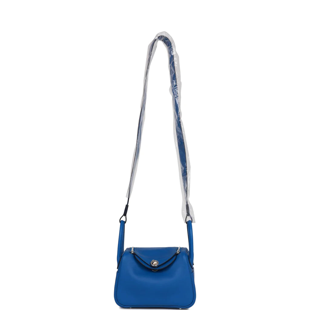 Hermès Mini Lindy Bleu France Verso Swift Palladium Hardware