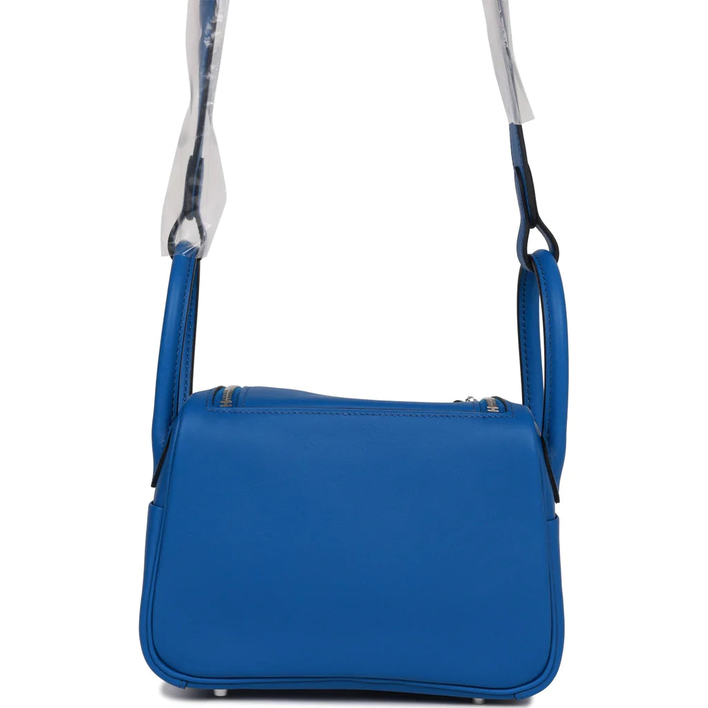 Hermès Mini Lindy Bleu France Verso Swift Palladium Hardware