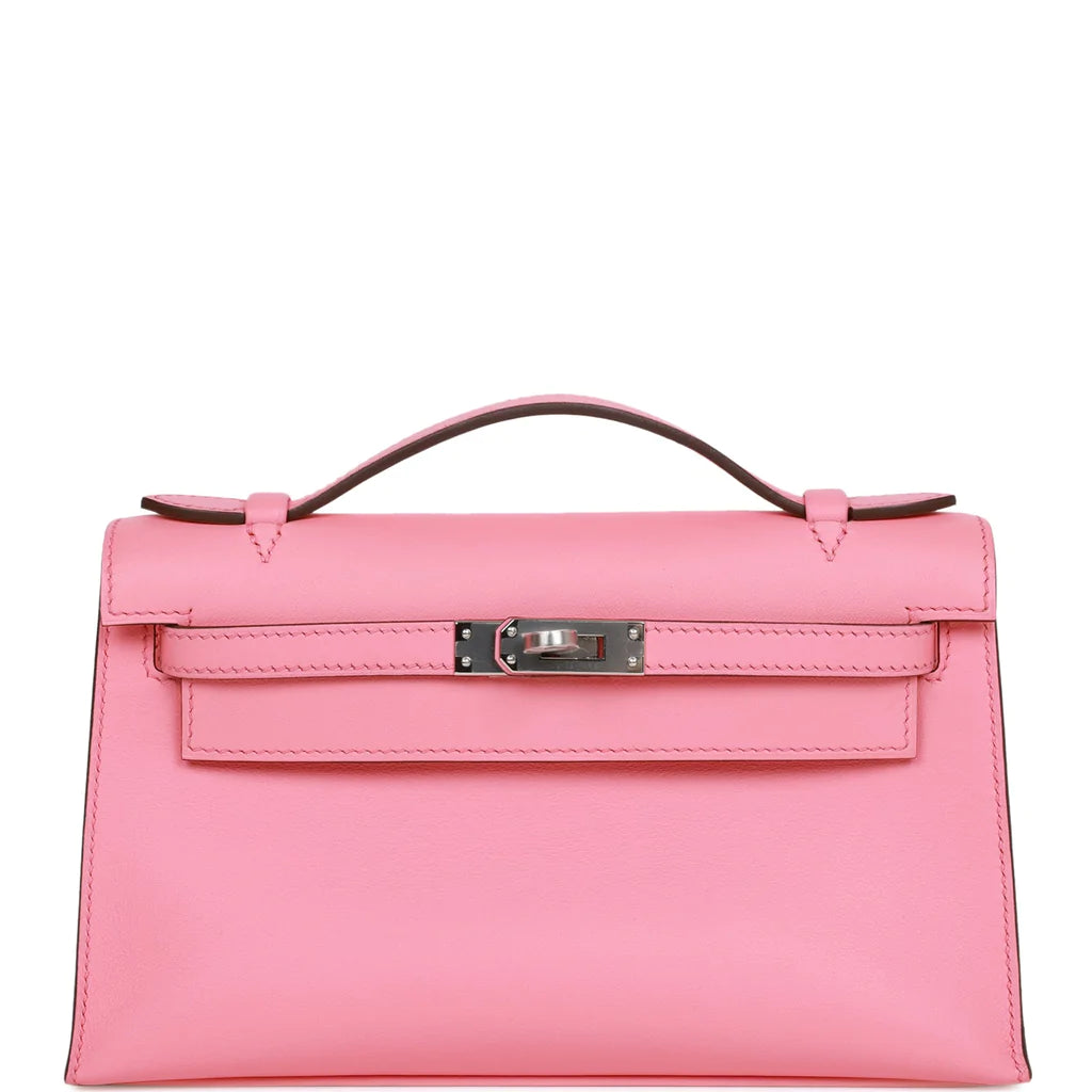 Hermès Kelly Pochette Rose D'Ete Swift Palladium Hardware