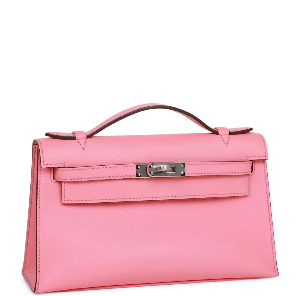 Hermès Kelly Pochette Rose D'Ete Swift Palladium Hardware