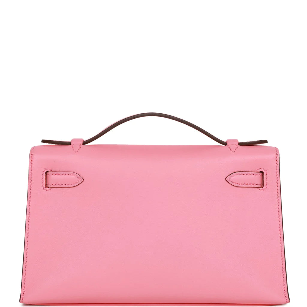 Hermès Kelly Pochette Rose D'Ete Swift Palladium Hardware