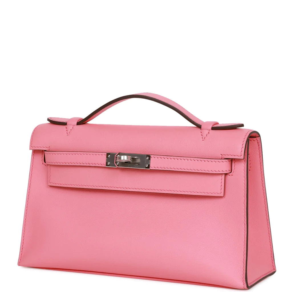 Hermès Kelly Pochette Rose D'Ete Swift Palladium Hardware