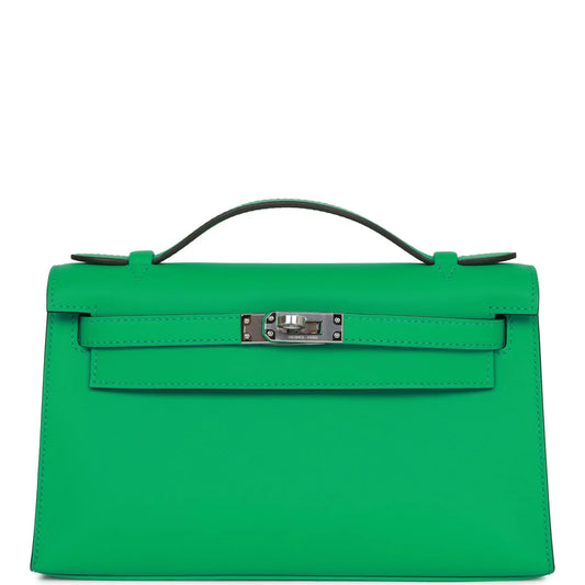 Hermès Kelly Pochette Menthe Swift Palladium Hardware