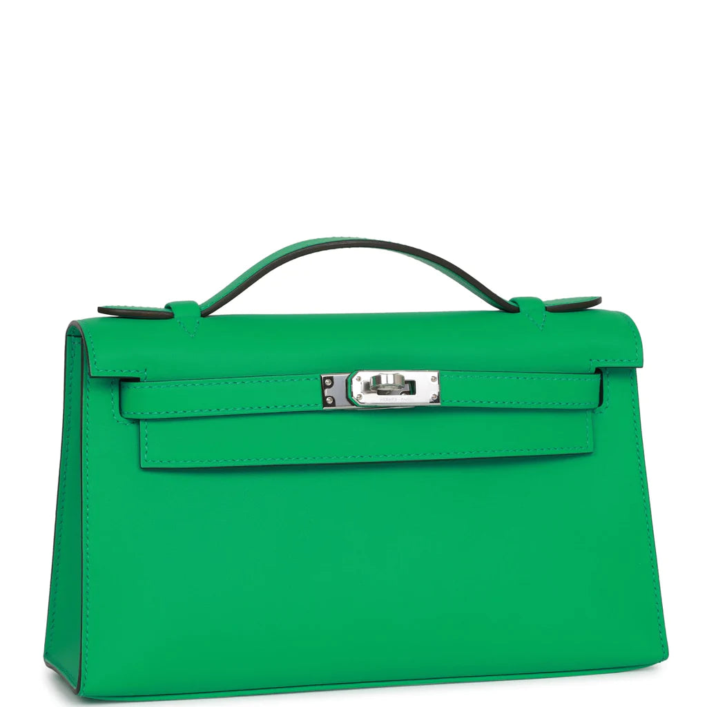 Hermès Kelly Pochette Menthe Swift Palladium Hardware