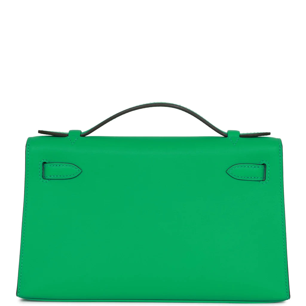 Hermès Kelly Pochette Menthe Swift Palladium Hardware