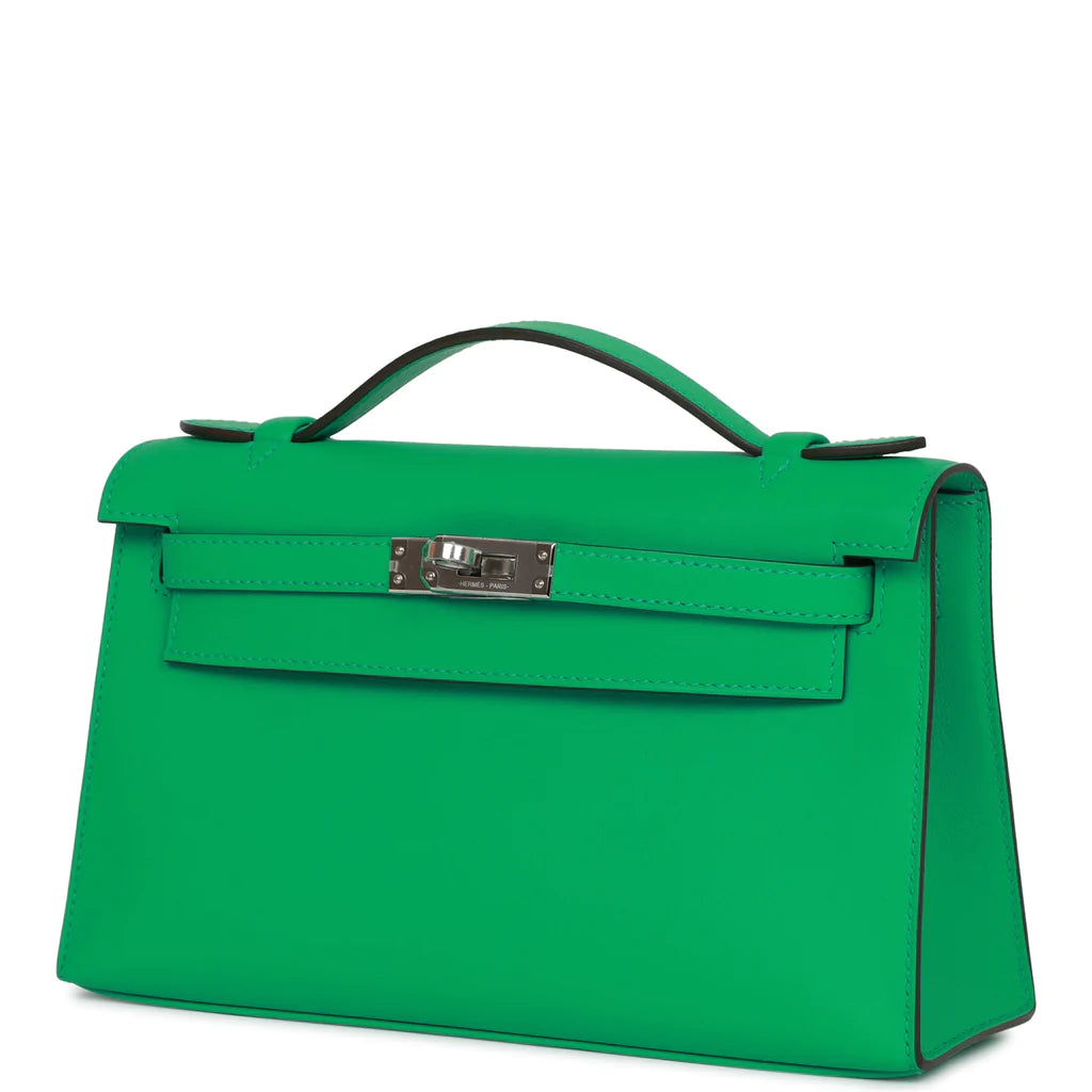 Hermès Kelly Pochette Menthe Swift Palladium Hardware