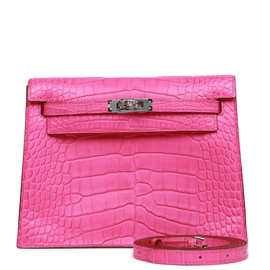 Hermès Kelly Danse Rose Shocking Matte Alligator Palladium Hardware