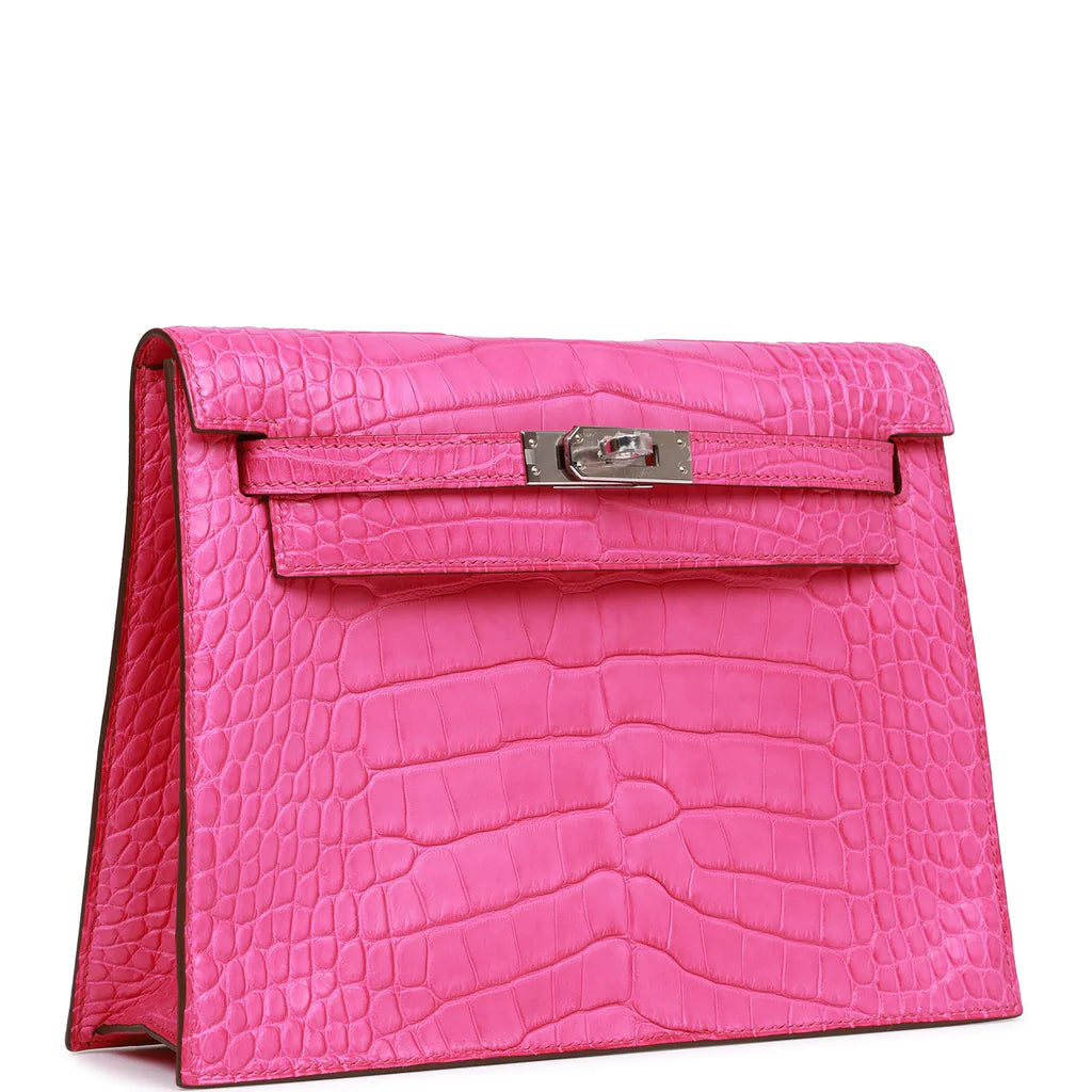 Hermès Kelly Danse Rose Shocking Matte Alligator Palladium Hardware