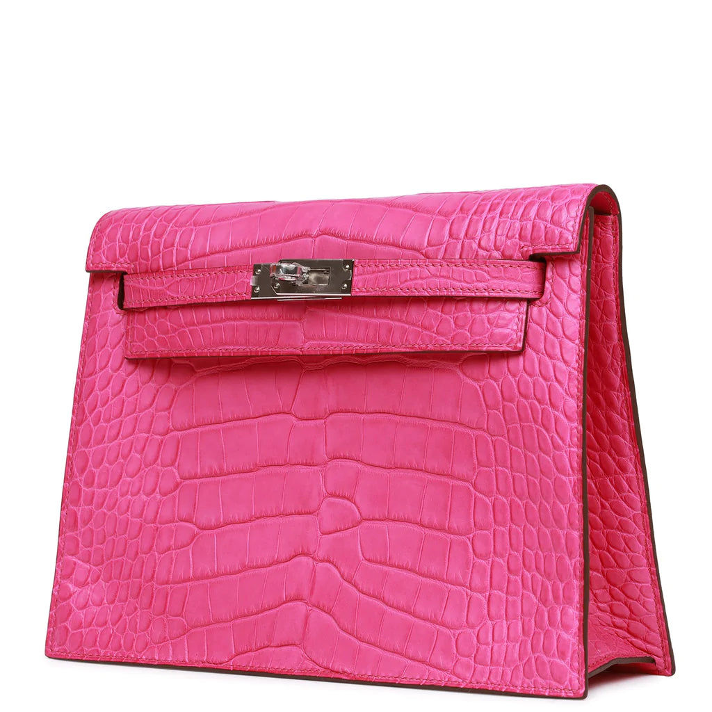 Hermès Kelly Danse Rose Shocking Matte Alligator Palladium Hardware