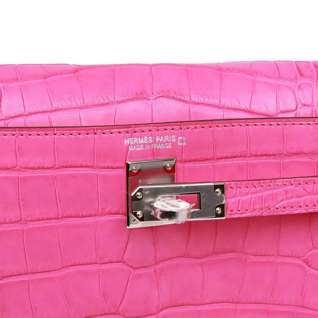 Hermès Kelly Danse Rose Shocking Matte Alligator Palladium Hardware