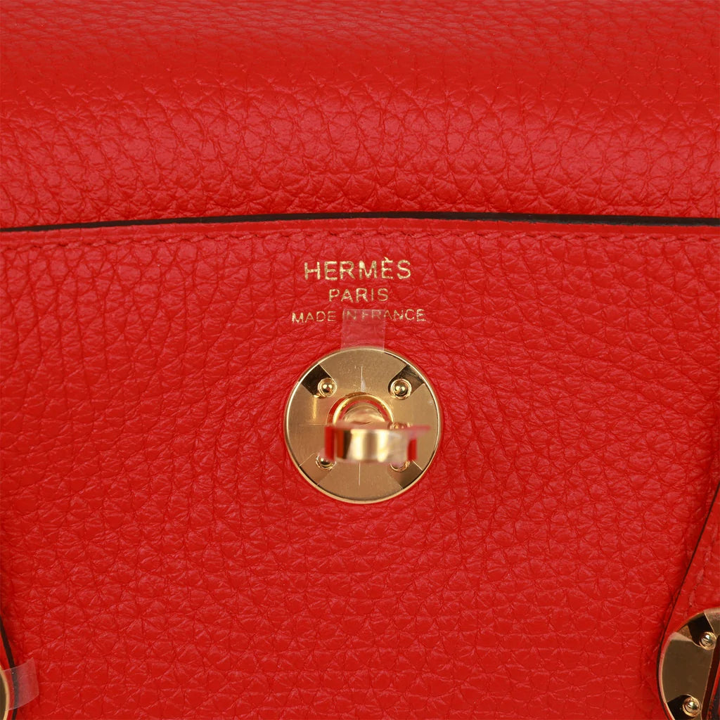 Hermès Mini Lindy Rouge de Coeur Clemence Gold Hardware