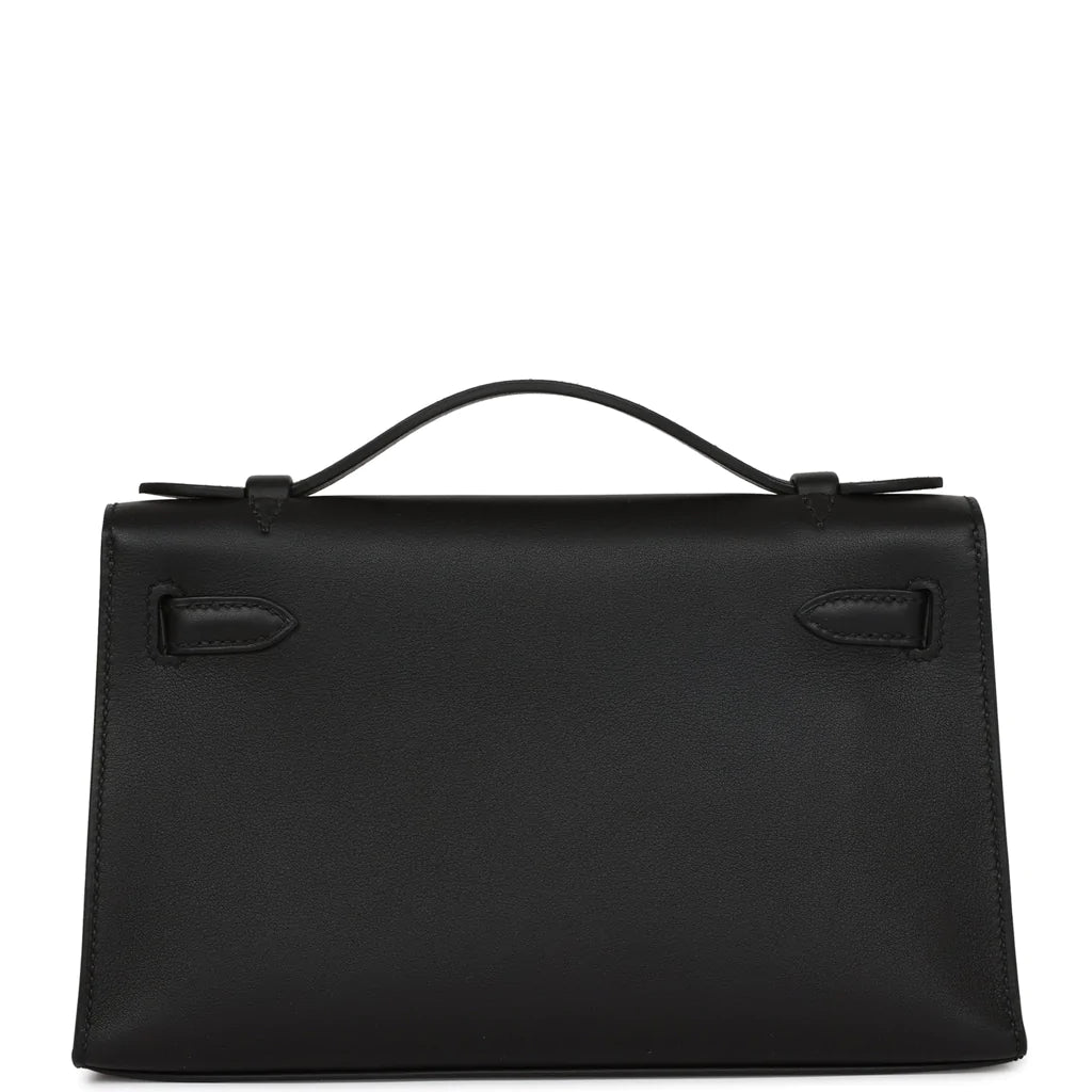 Hermès Kelly Pochette Black Swift Rose Gold Hardware