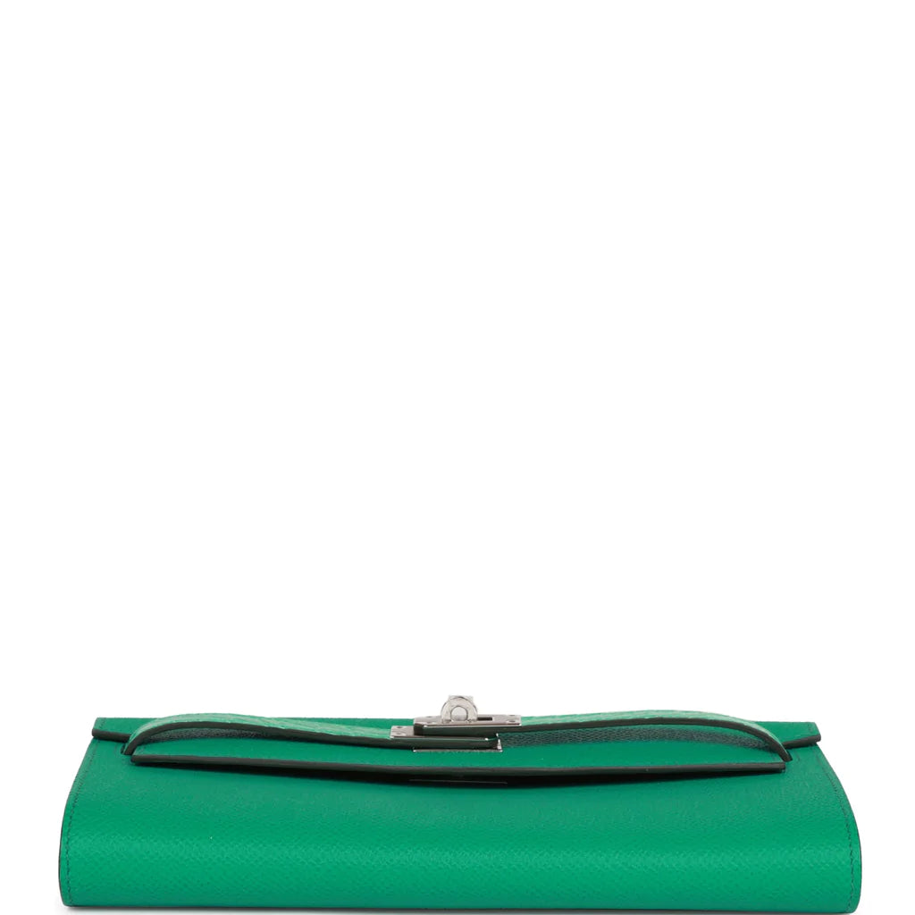 Hermès Touch Kelly Wallet To Go Vert Jade Epsom and Shiny Alligator Palladium Hardware