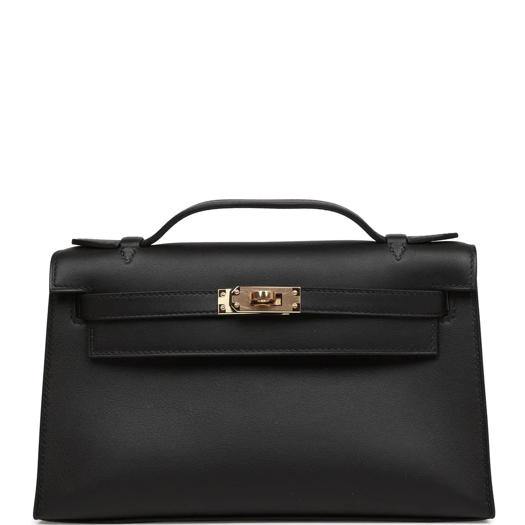 Hermès Special Order (HSS) Kelly Pochette Black Verso Swift Permabrass Hardware