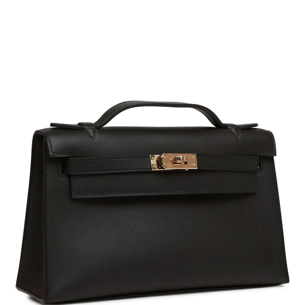 Hermès Special Order (HSS) Kelly Pochette Black Verso Swift Permabrass Hardware