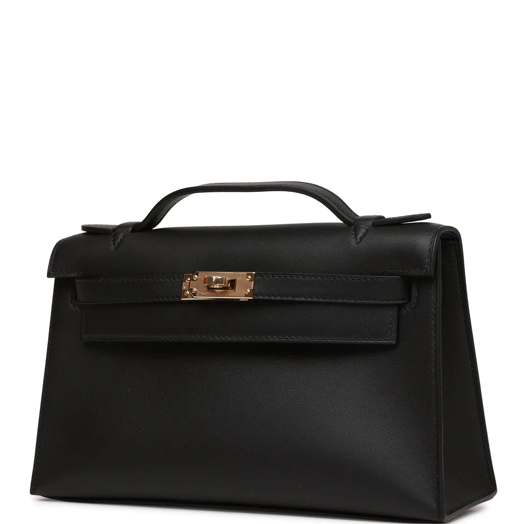 Hermès Special Order (HSS) Kelly Pochette Black Verso Swift Permabrass Hardware