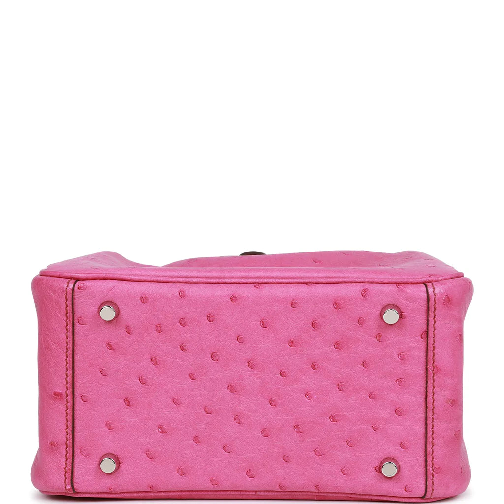 Hermès Mini Lindy Fuchsia Ostrich Palladium Hardware