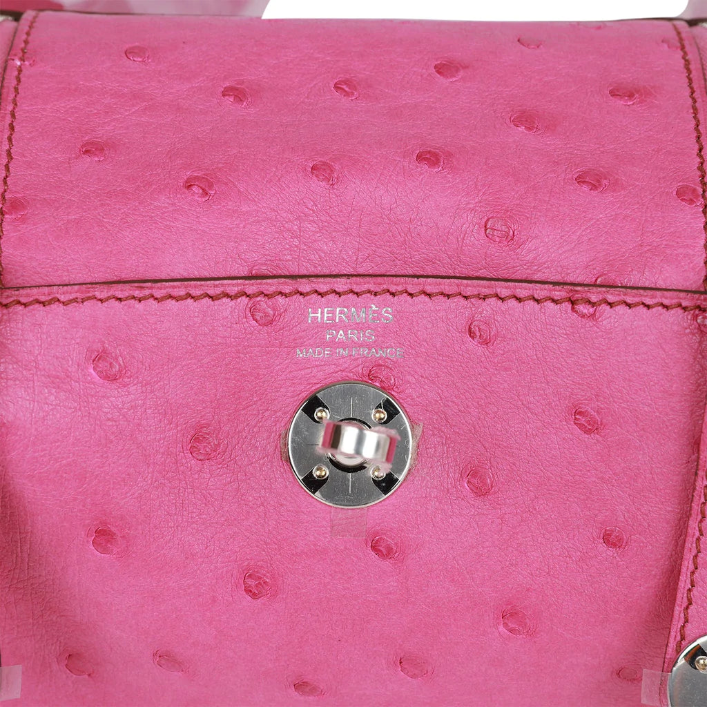 Hermès Mini Lindy Fuchsia Ostrich Palladium Hardware