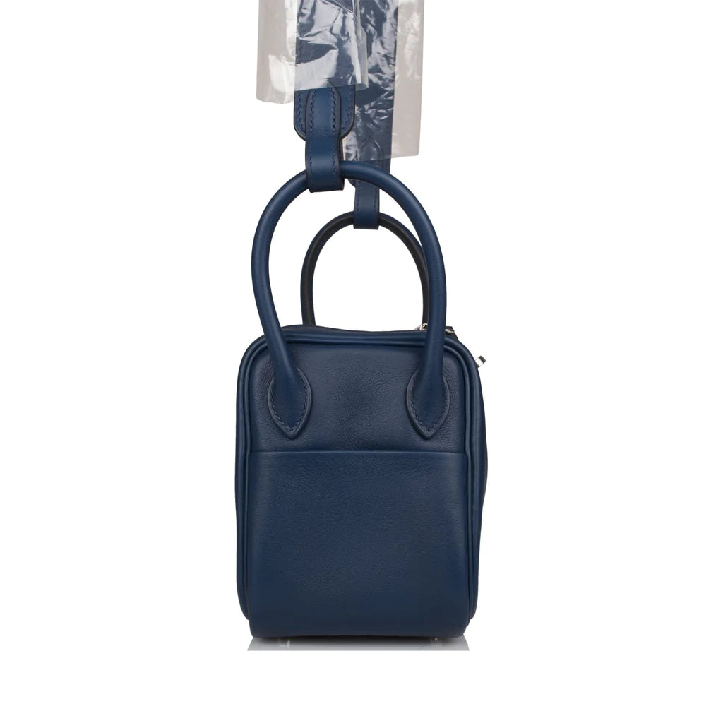 Hermès Mini Lindy Bleu Navy Verso Swift Palladium Hardware