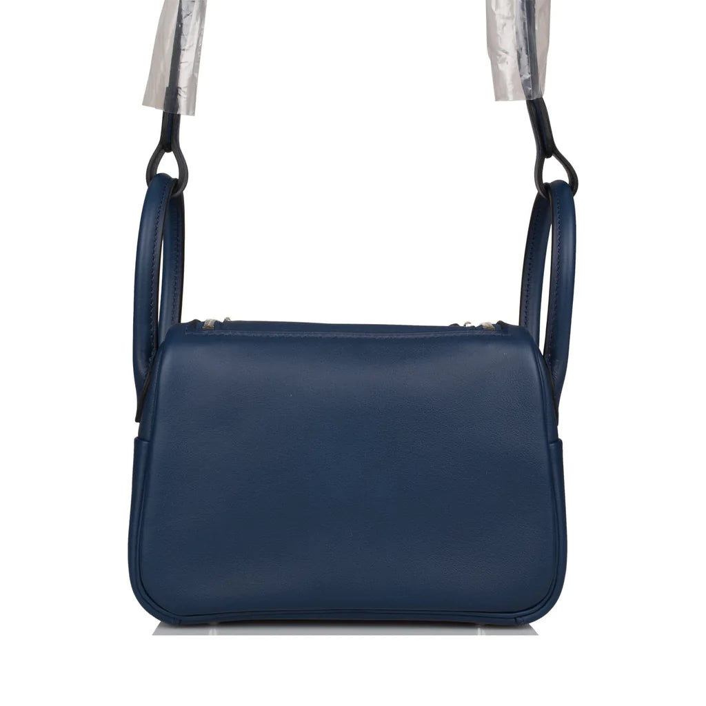 Hermès Mini Lindy Bleu Navy Verso Swift Palladium Hardware