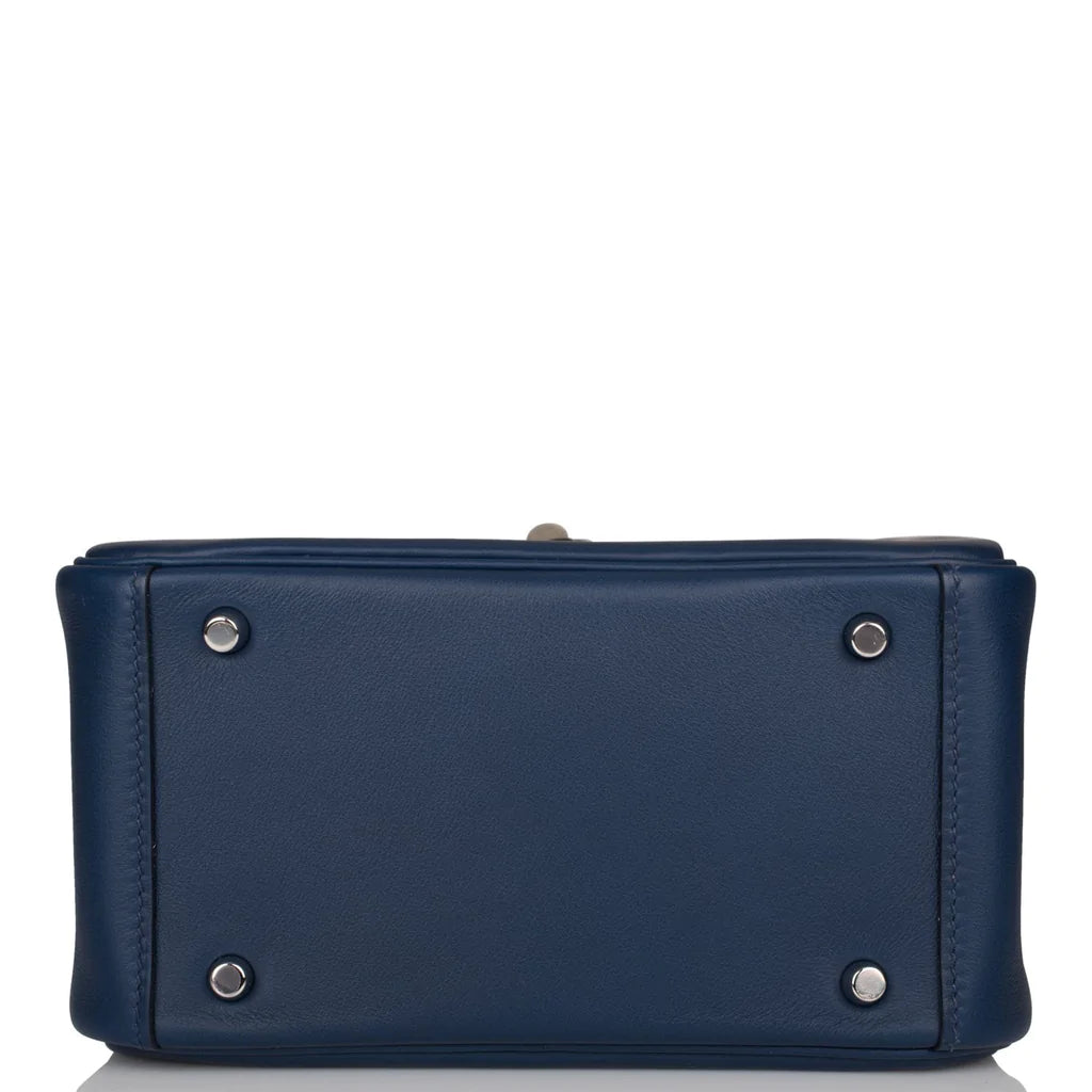 Hermès Mini Lindy Bleu Navy Verso Swift Palladium Hardware