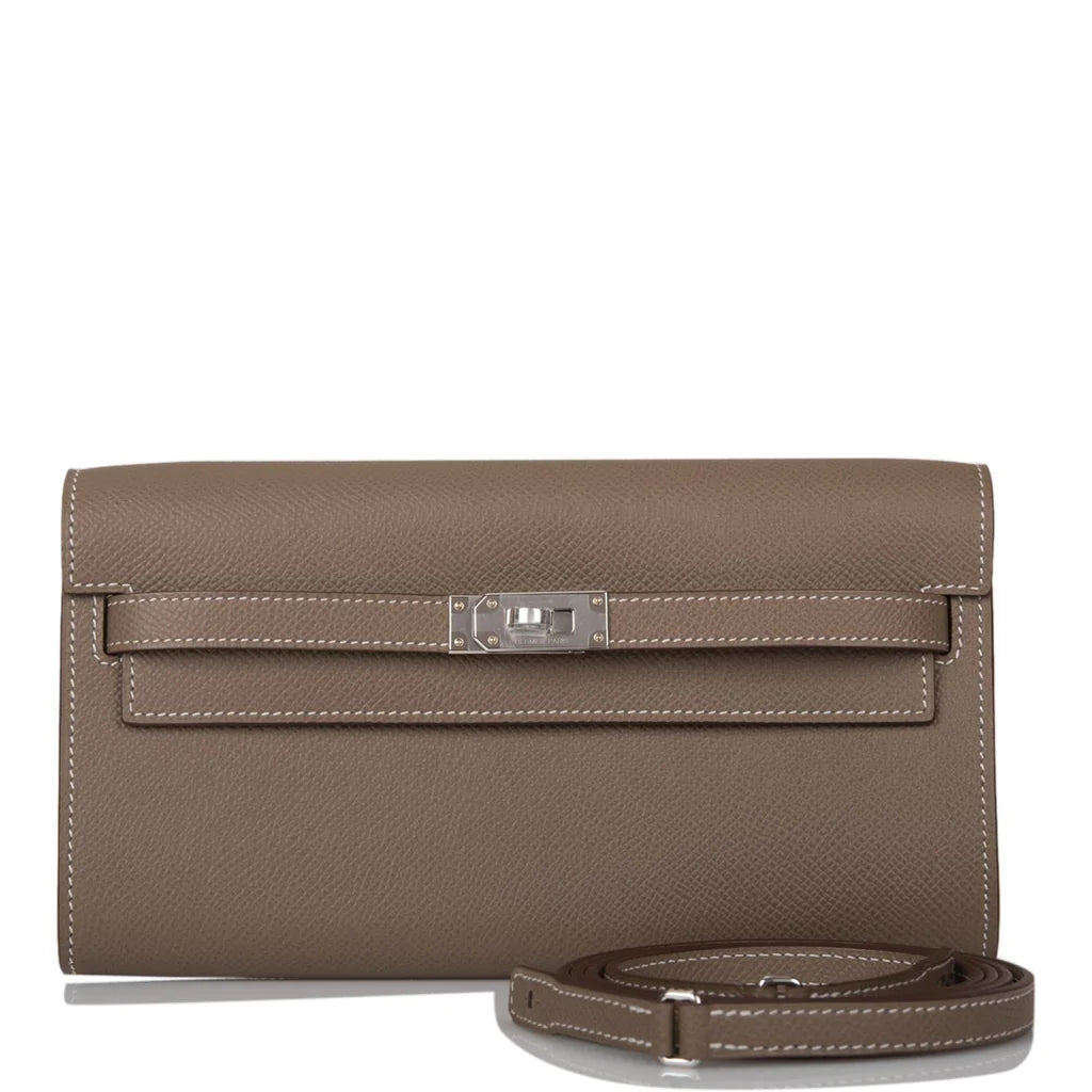 Hermès Kelly Wallet To Go Etoupe Epsom Palladium Hardware