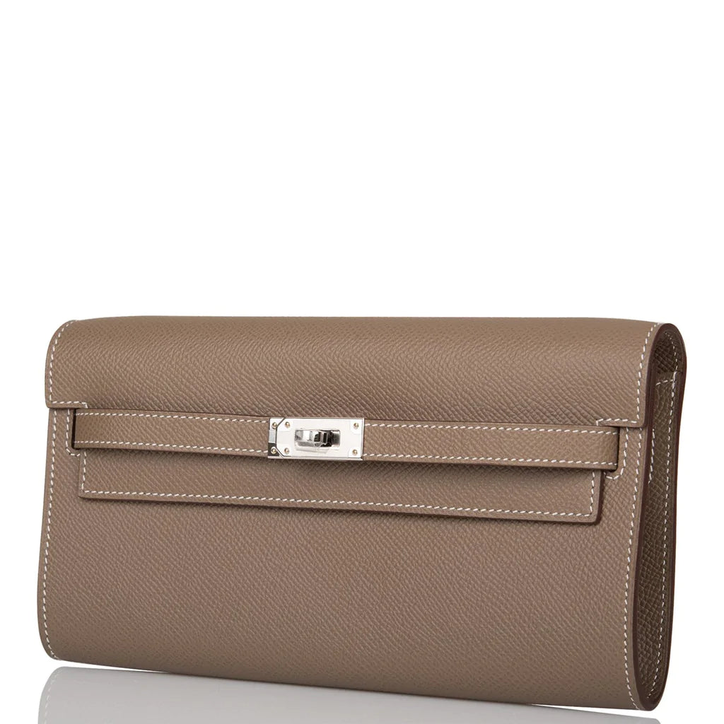 Hermès Kelly Wallet To Go Etoupe Epsom Palladium Hardware