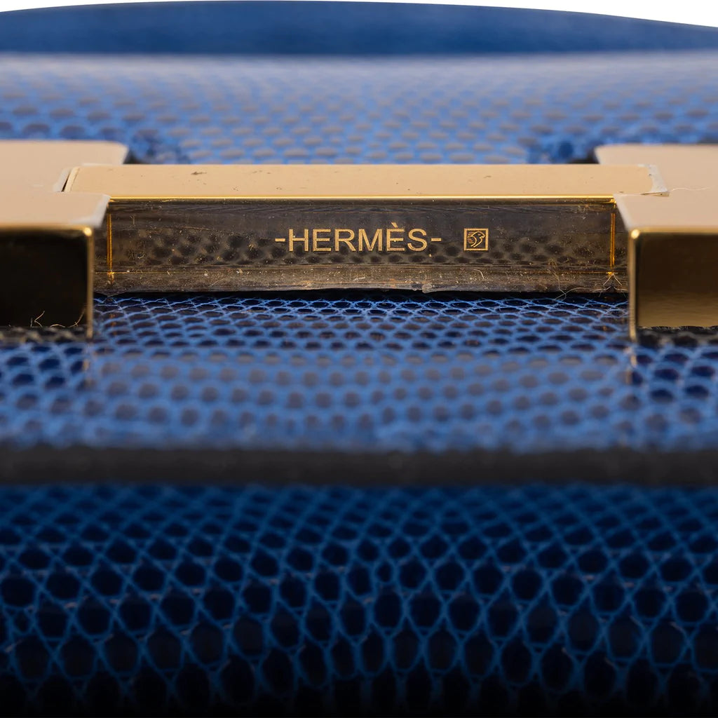 Hermès Micro Constance 14 Bleu Saphir Lizard Niloticus Gold Hardware