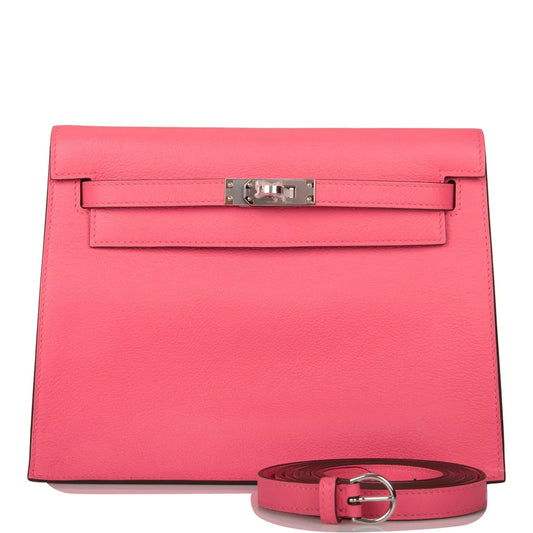 Hermès Kelly Danse Rose Azalee Evercolor Palladium Hardware