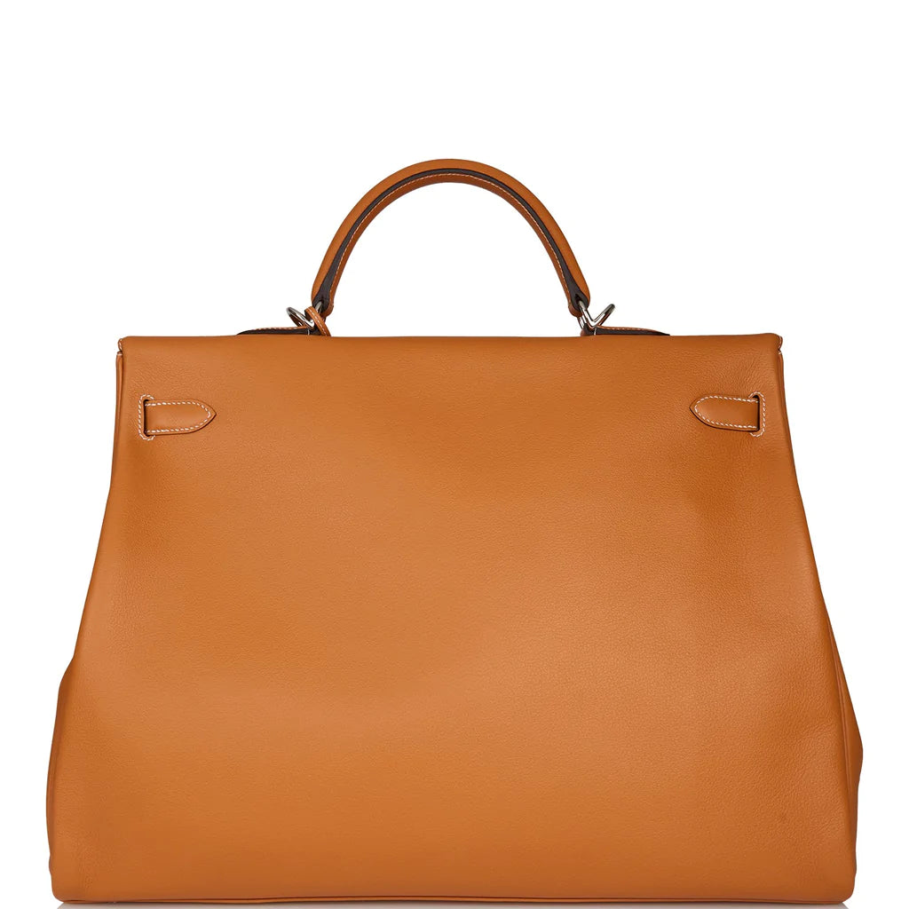 Hermès Kelly Relax Voyage 50 Toffee Togo Palladium Hardware