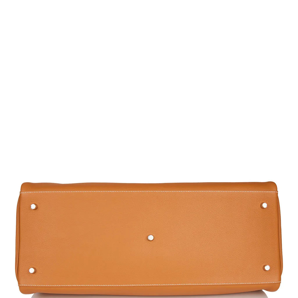 Hermès Kelly Relax Voyage 50 Toffee Togo Palladium Hardware