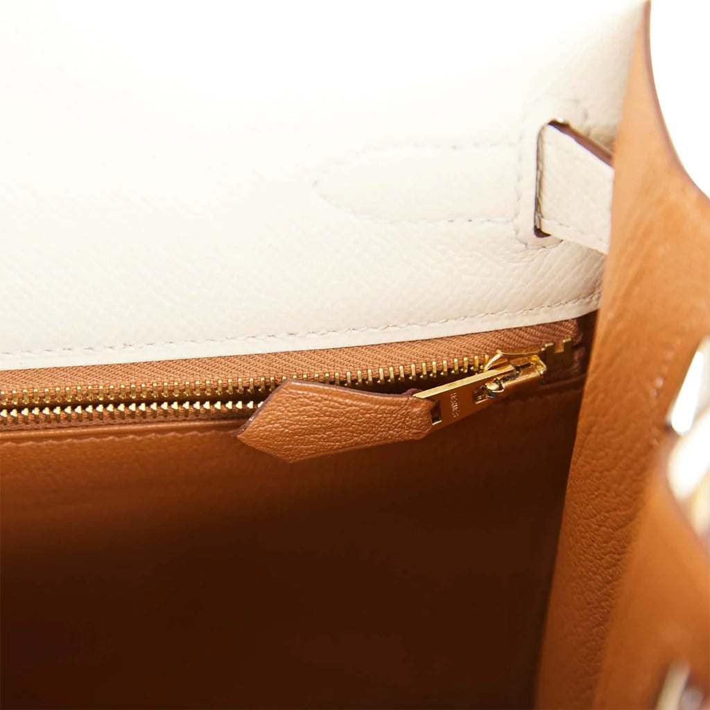 Hermès Special Order (HSS) Kelly Sellier 28 Nata Verso Epsom Brushed Gold Hardware